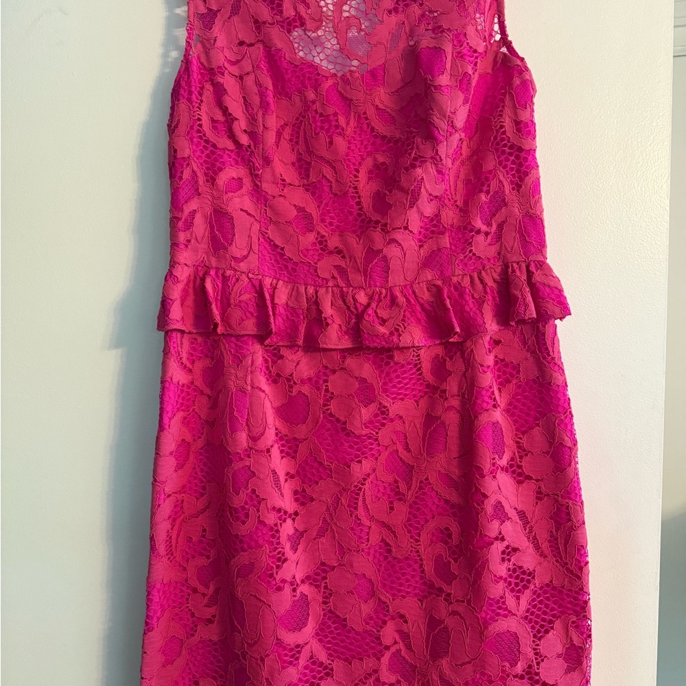 Lilly Pulitzer Pink Peplum Sheath Dress for Wedding Guest